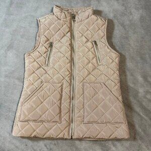 Copper Key Tan Quilted Girls Autumn Winter Puffer Zip Vest Gold Pockets 10/12